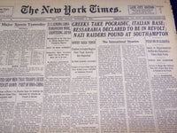 1940 DECEMBER 1 NEW YORK TIMES - NAZIS POUND AT SOUTH HAMPTON - NT 2740
