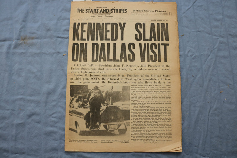 1963 THE STARS AND STRIPES NEWSPAPER-PRESIDENT KENNEDY SLAIN- LOT OF 2 - NP 9206
