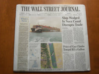 2021 MARCH 25 THE WALL STREET JOURNAL - SHIP WEDGED IN SUEZ CANAL DISRUPTS TRADE