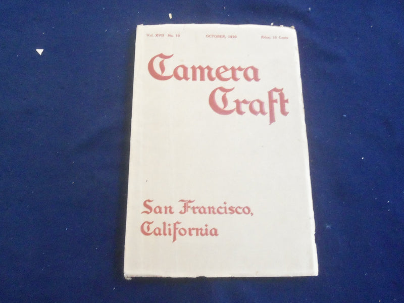 1910 OCTOBER CAMERA CRAFT MAGAZINE - SAN FRANCISCO - PHOTOS & ADS - SP 9336H