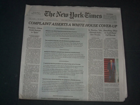 2019 SEP 27 NEW YORK TIMES-WHISTLE-BLOWER COMPLAINT ASSERTS WHITE HOUSE COVER-UP