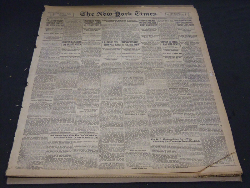1926 AUGUST 22 NEW YORK TIMES - VALENTINO IS WORSE PLEURISY SETS IN - NT 5059