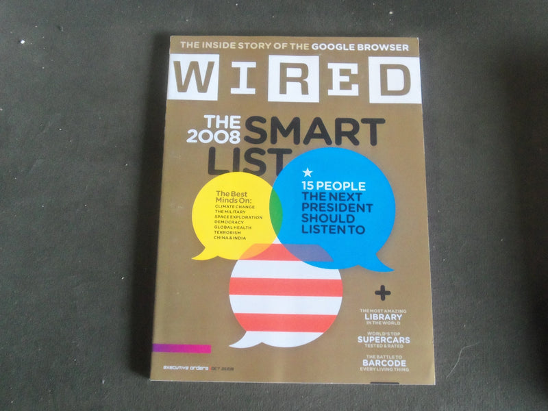 2008 OCTOBER WIRED MAGAZINE - THE 2008 SMART LIST COVER - B 5340U