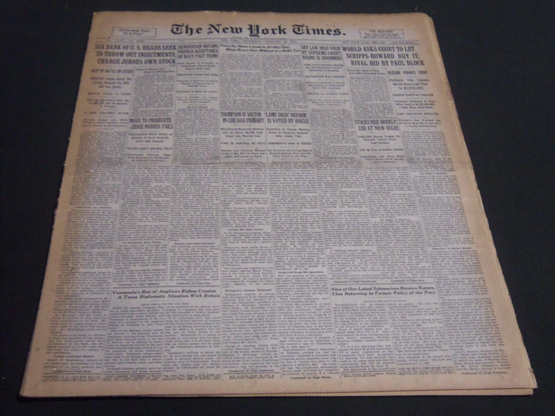 1931 FEB 25 NEW YORK TIMES - THOMPSON IS VICTOR IN CHICAGO PRIMARY - NT 6669