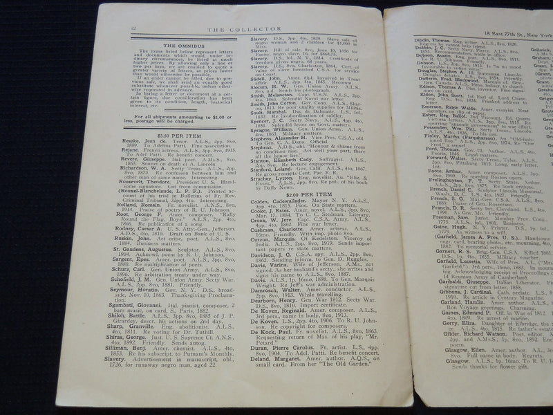 1950 JANUARY THE COLLECTOR MAGAZINE OF AUTOGRAPH & HISTORICAL- NEW YORK - J 7300