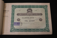 1938 MATEO BRUNET STOCK CERTIFICATE BOOK - URUGUAY - KD 3351F