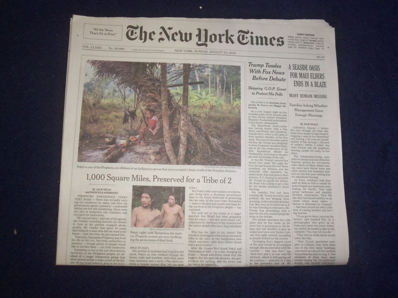 2023 AUGUST 20 NEW YORK TIMES - TRUMP TUSSLES WITH FOX NEWS BEFORE DEBATE