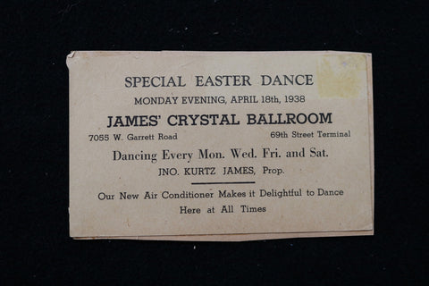 1938 APRIL 18 JAMES' CRYSTAL BALLROOM - EASTER DANCE ANNOUNCEMENT - K 2867