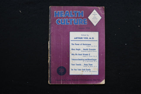 1936 JANUARY HEALTH CULTURE MAGAZINE - THE POWER OF RESISTANCE COVER - K 363