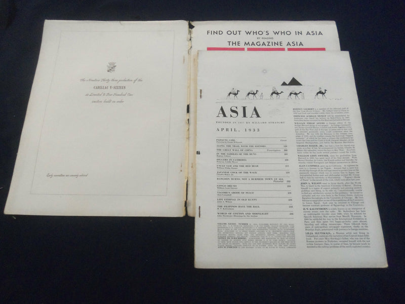 1933 APRIL ASIA MAGAZINE - GREAT PHOTOS, STORIES & ADS - SP 1223L