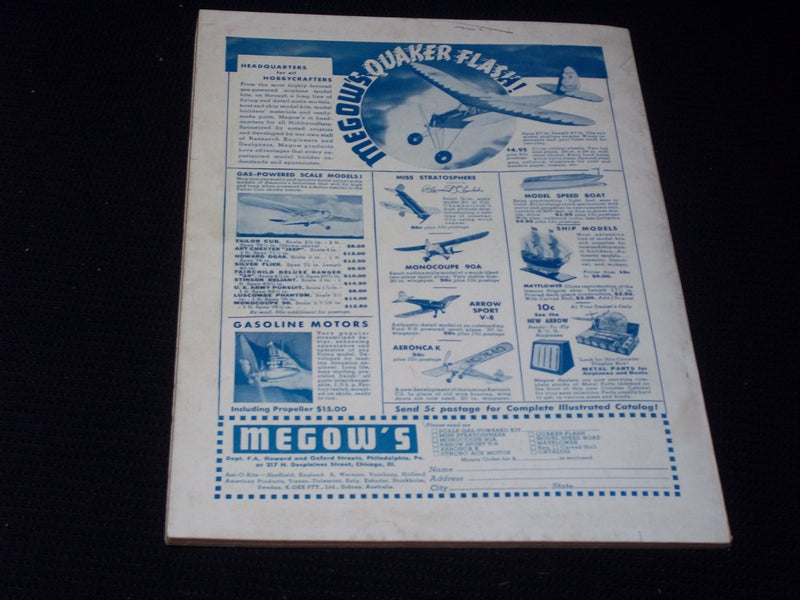 1938 APRIL FLYING ACES MAGAZINE ILLUSTRATED FRONT COVER - E 190