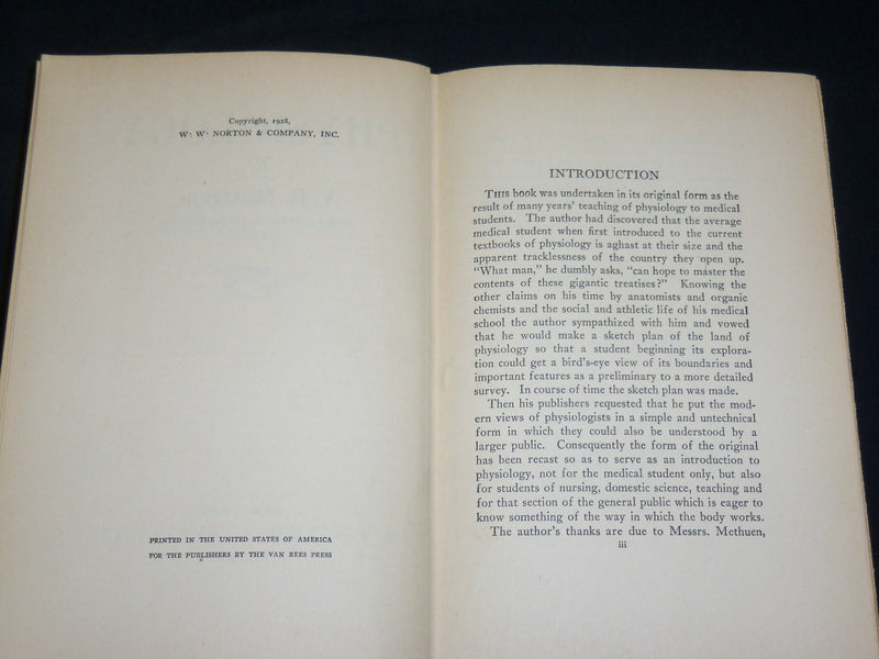 1928 PHYSIOLOGY HARDCOVER BOOK BY V. H. MOTTRAM - KD 2762D