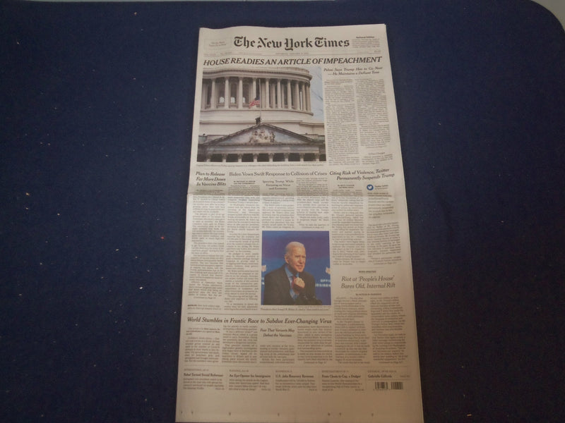 2021 JANUARY 9 NEW YORK TIMES - HOUSE PREPARES ARTICLE OF IMPEACHMENT