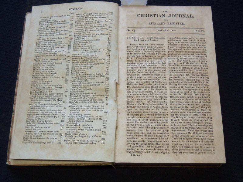 1820 THE CHRISTIAN JOURNAL AND LITERARY REGISTER VOLUME NO. 4 - KD 7670