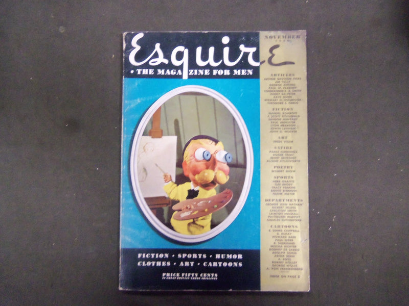 1939 NOVEMBER ESQUIRE MAGAZINE - NICE ILLUSTRATIONS, COVER AND ADS - ST 3122
