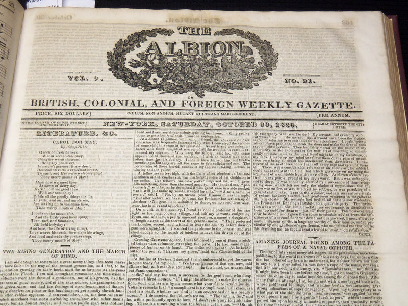 1830-1831 THE ALBION WEEKLY GAZETTE BOUND VOLUME NO. 9 - NEW YORK - R 89Z