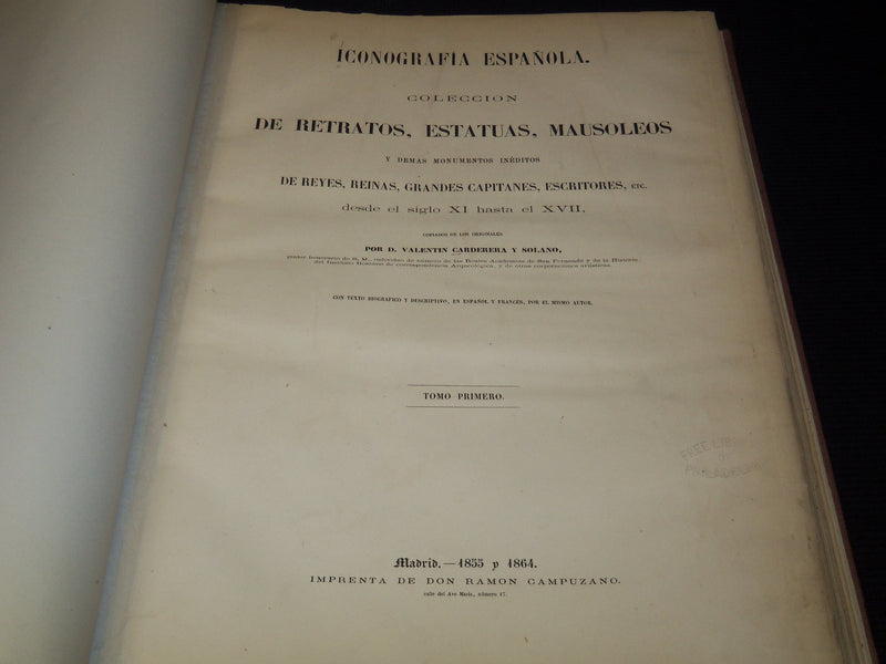 1855-1864 ICONOGRAFIA ESPANOLA COLECCION DE RETRATOS VALENTIN VOLUME 1 & 2 - #26