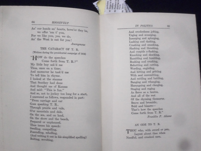 1923 ROOSEVELT AS THE POETS SAW HIM HARDCOVER BOOK BY CHARLES TOWNE - KD 8680
