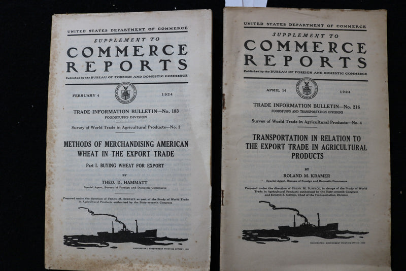 1924 U.S. DEPT OF COMMERCE REPORTS - SUPPLEMENTS - LOT OF 2 - SOFTCOVER - K 3006