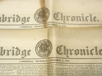 1848 CAMBRIDGE CHRONICLE NEWSPAPER LOT OF 4 ISSUES - MASSACHUSETTS - NP 3297K