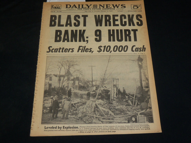 1952 FEBRUARY 14 NEW YORK DAILY NEWS - BLAST WRECKS BANK; 9 HURT - NP 5407