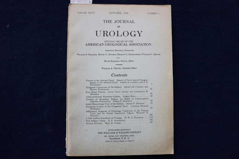 1932 THE JOURNAL OF UROLOGY - LOT OF 2 - SOFTCOVER BOOKS - K 1434
