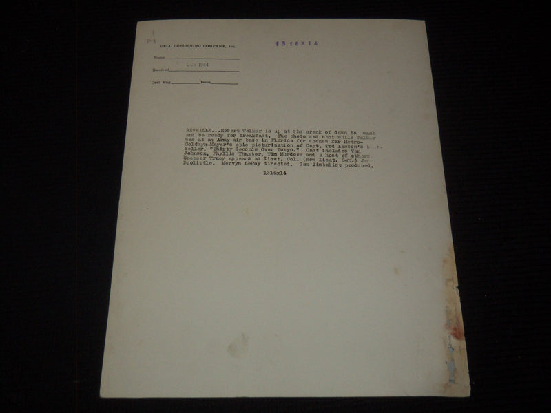 1944 ROBERT WALKER ORIGINAL PUBLICITY PHOTO - 10x13 - #25