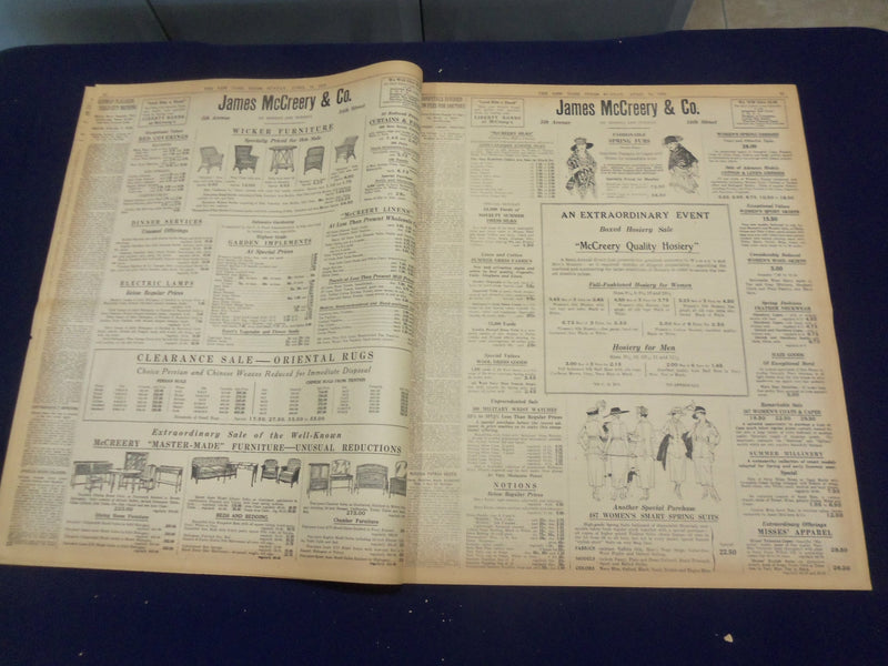 1918 APRIL 14 NEW YORK TIMES -BRITISH CHECK FOE, FRENCH ATTACK THE SOUTH-NT 8211