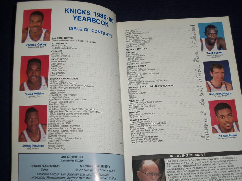 1989-1990 NEW YORK KNICKERBOCKERS OFFICIAL TEAM YEARBOOK - GREAT PHOTOS - J 400