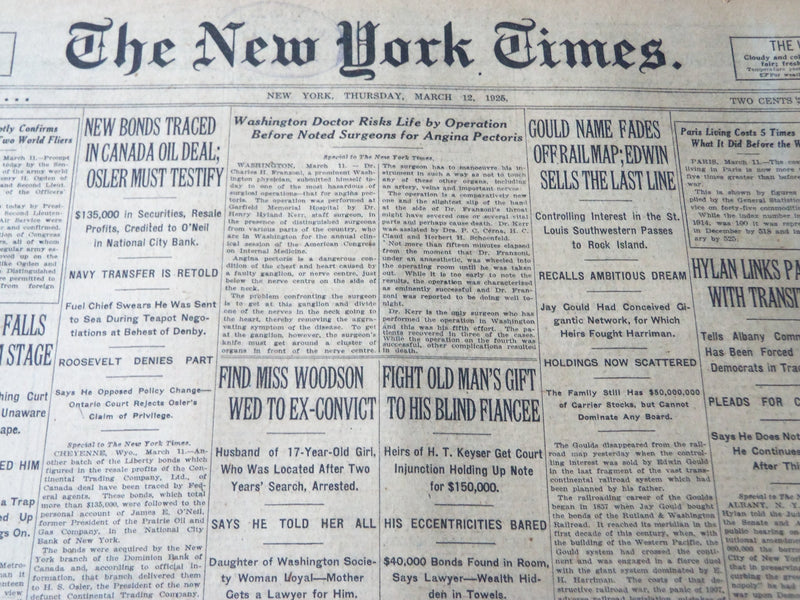 1925 MARCH 12 NEW YORK TIMES - GOULD NAME FADES OFF RAIL MAP - NT 7192