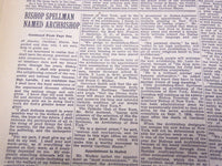 1939 APRIL 25 NEW YORK TIMES - SPELLMAN NAMED ARCHBISHOP HERE - NT 3045