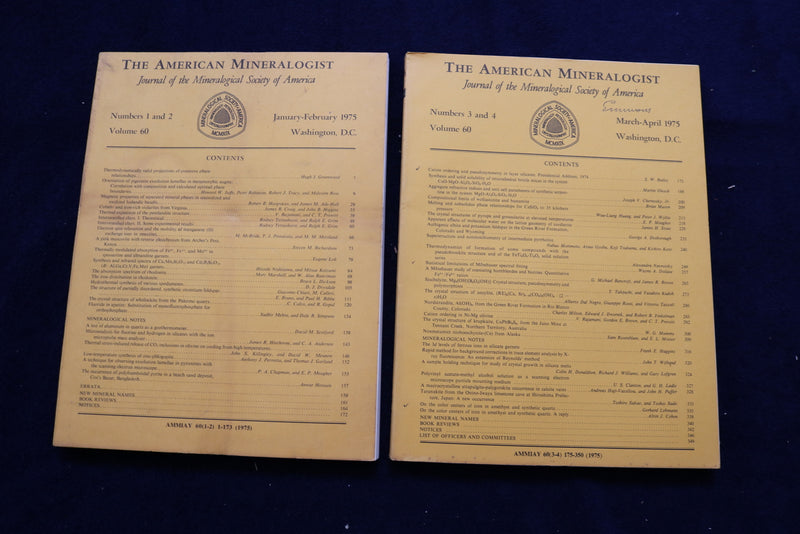 1975 THE AMERICAN MINERALOGIST JOURNAL - LOT OF 6 - COMPLETE YEAR - O 3380