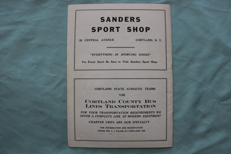 1949 OCTOBER 29 HARTWICK VS. CORTLAND STATE FOOTBALL PROGRAM - K 3390