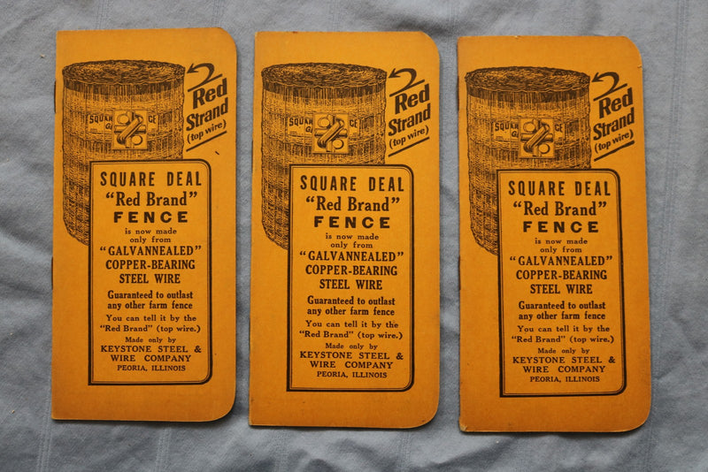 1924 SQUARE DEAL RED BRAND FENCE MEMO BOOK - KEYSTONE STEEL - LOT OF 6 - K 2960