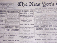 1920 NOV 9 NEW YORK TIMES -CLUB OWNERS VOTE FOR NEW LEAGUE BASEBALL WAR- NT 6732