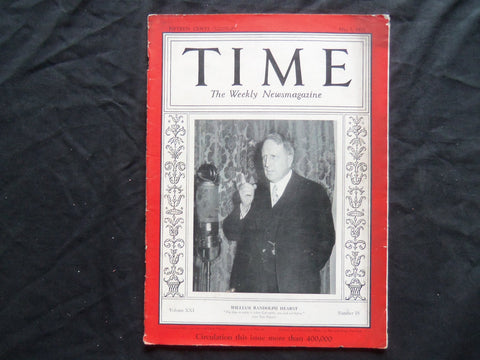 1933 MAY 1 TIME MAGAZINE - WILLIAM RANDOLPH HEARST - T 368