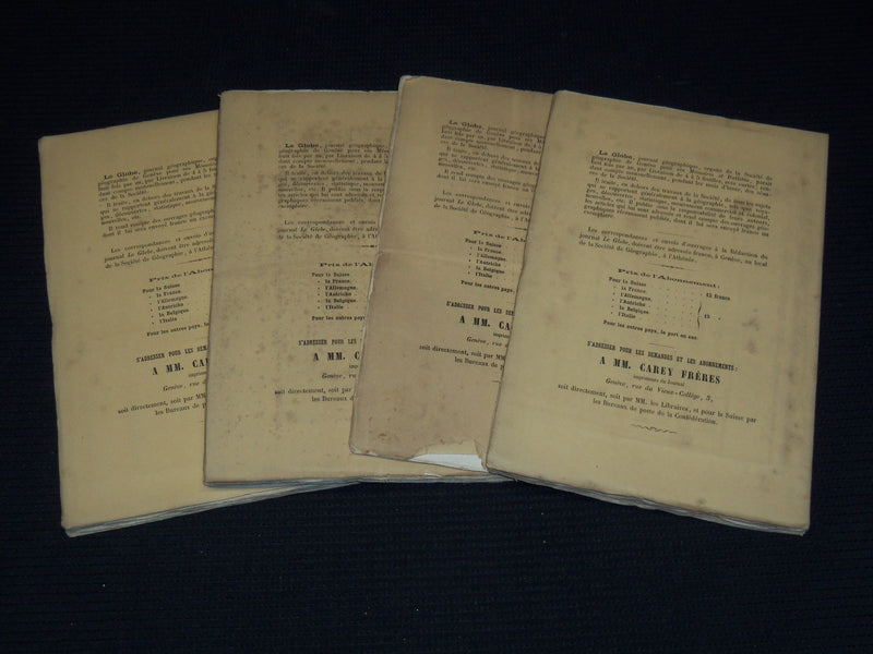 1869 LE GLOBE JOURNAL GEOGRAPHIQUE MAGAZINE LOT OF 4 - COMPLETE YEAR - O 2596I