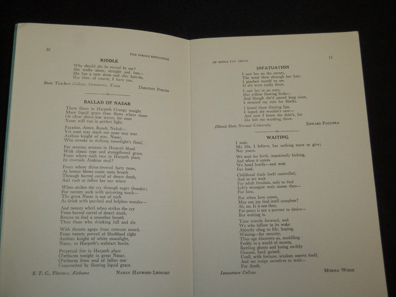 1939 SPRING THE RECTANGLE - SIGMA TAU DELTA FRATERNITY PERIODICAL - J 5296