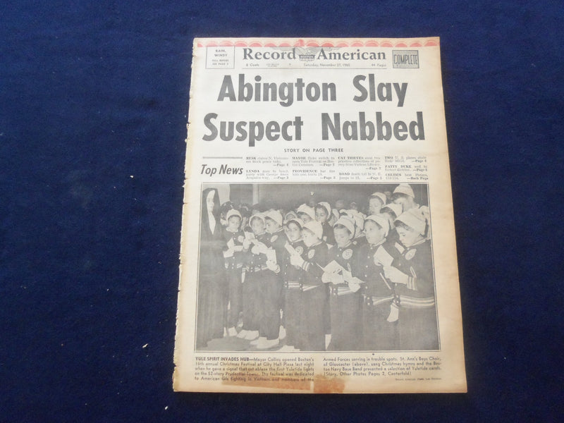 1965 NOV 27 BOSTON RECORD AMERICAN NEWSPAPER- ABINGTON SLAY SUSPECT NAB-NP 6302