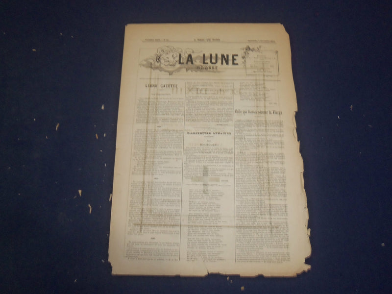 1877 NOVEMBER 4 LA LUNE ROUSSE NEWSPAPER - COMEDIEN LASSOUCHE - FRENCH - FR 3718