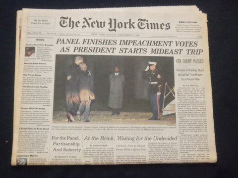 1998 DEC 13 NEW YORK TIMES NEWSPAPER -PANEL FINISHES IMPEACHMENT VOTES - NP 7122