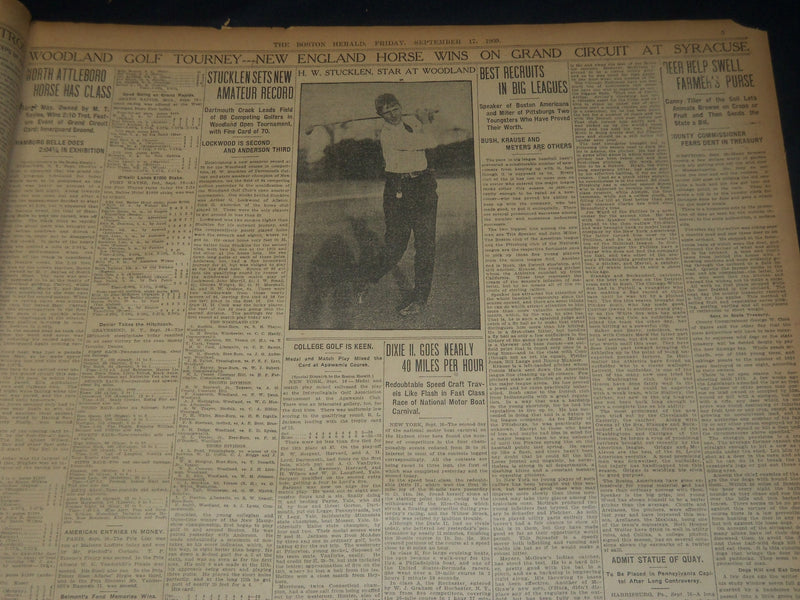 1909 SEPT 17 THE BOSTON HERALD - HARRIMAN LEAVES FORTUNE OF $100M - BH 196