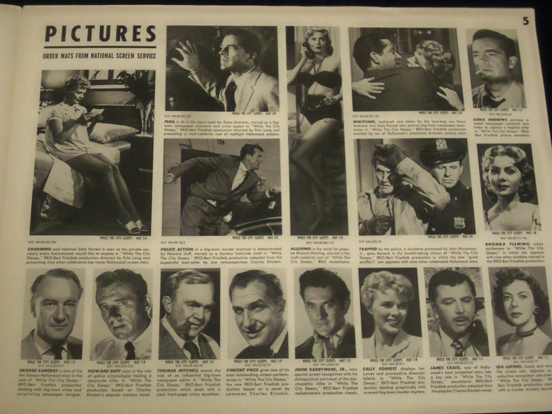 1956 WHILE THE CITY SLEEPS MOVIE CAMPAIGN BOOK DANA ANDREWS & FLEMING - P 24