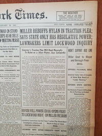 1921 JANUARY 26 NEW YORK TIMES - MILLER REFUFFS HYLAN IN TRACTION PLEA - NT 8101