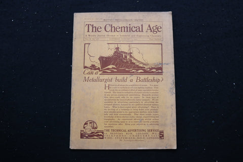 1924 JAN 5 THE CHEMICAL AGE MAGAZINE - METALLURGIST BATTLESHIP COVER - SP 4190E