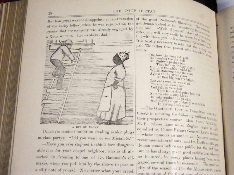 1884-1887 THE COUP D'ETAT KNOX COLLEGE BOUND VOLUME 4/6 - GALESBURG ILL- KD 4412