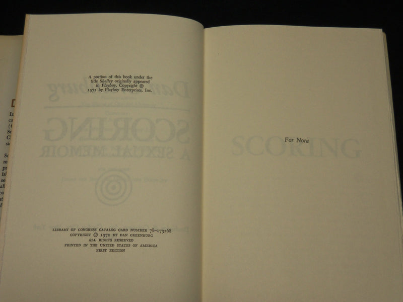 1972 SCORING A SEXUAL MEMOIR BOOK INSCRIBED BY DAN GREENBURG - FIRST EDN - D 408