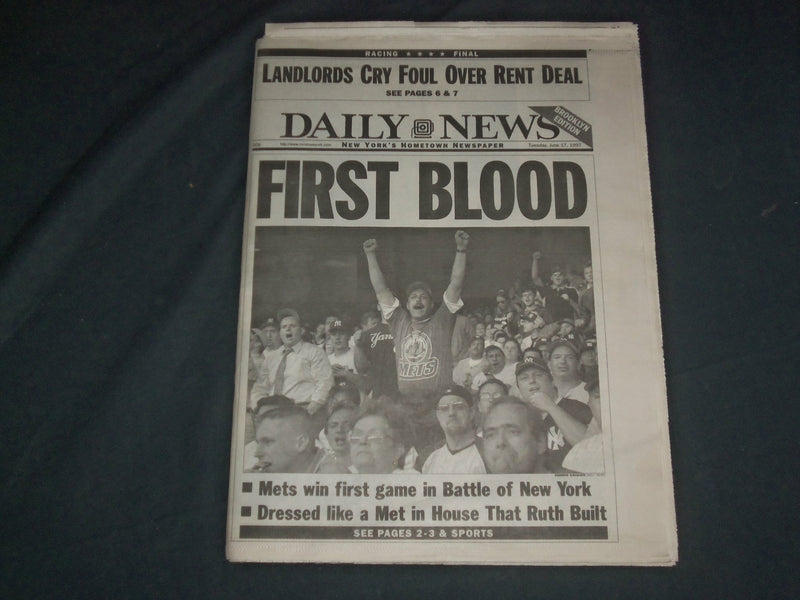 1997 JUNE 17 NY DAILY NEWS NEWSPAPER - METS DEFEAT YANKEES - 1ST EVER - NP 4034
