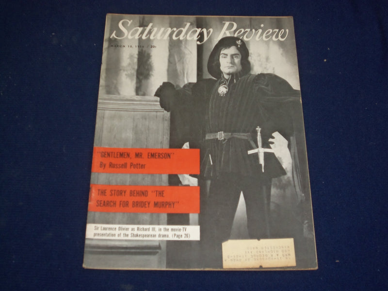 1956 MARCH 10 SATURDAY REVIEW MAGAZINE - SIR LAURENCE OLIVIER - SP 9438