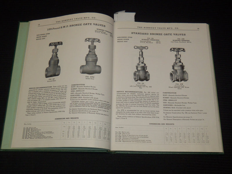 1955 KENNEDY VALVE MFG. CO. CATALOG NO. 78 - ELMIRA NEW YORK - KD 6524D
